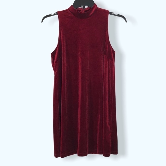Forever 21 Ruby Red Faux Velvet Trapeze Mini Dress Sz Med - Picture 1 of 6